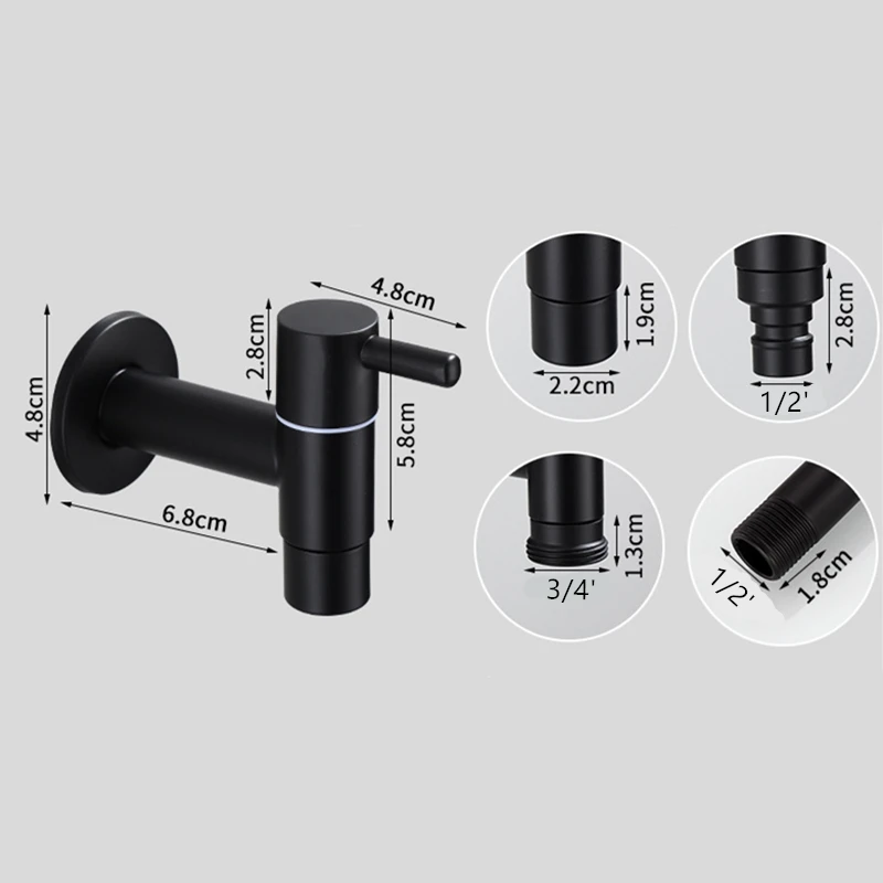 304 Stainless Steel Mate Black Color Finished Washing Machine Outdoor Garden Faucet Tap Water Bibcock