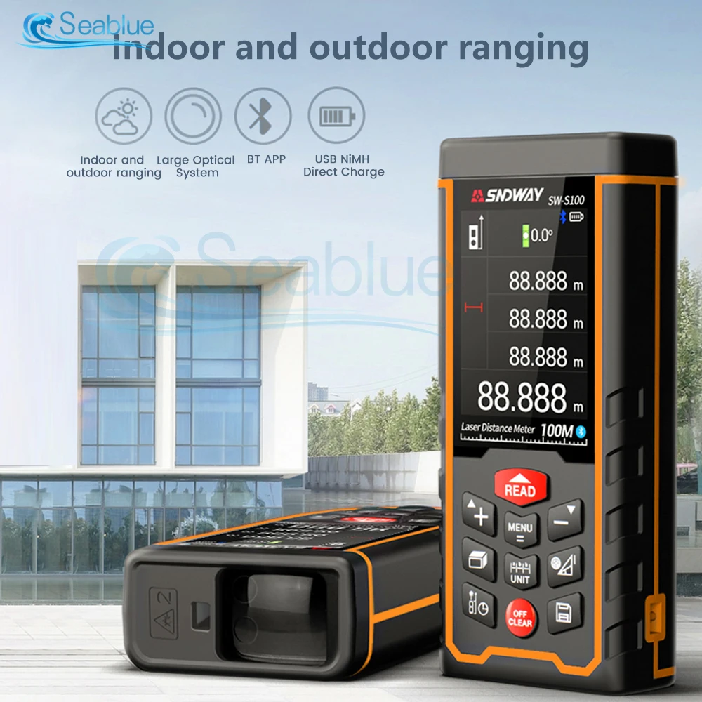 SW-S120 Digital Two-way Laser Rangefinder 2.4 Inch Color Display Electronic Distance Meter USB Data Transfer Laser Ruler 50-120M