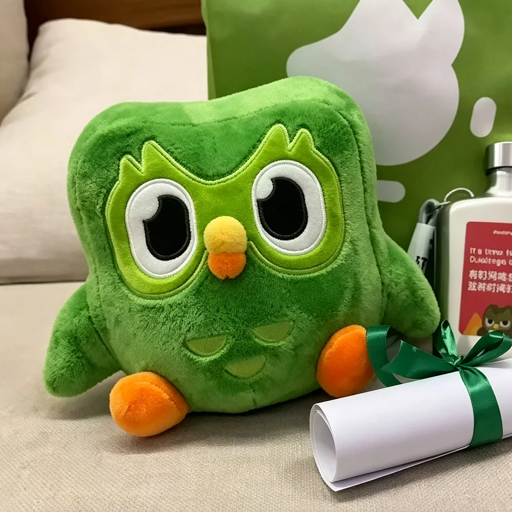 Kawaii Duolingo Owl Plush Toy Lovely Cartoon Green Owl Plush Doll Accompany Learning Rewards Doll Birthday Gift Student Gift