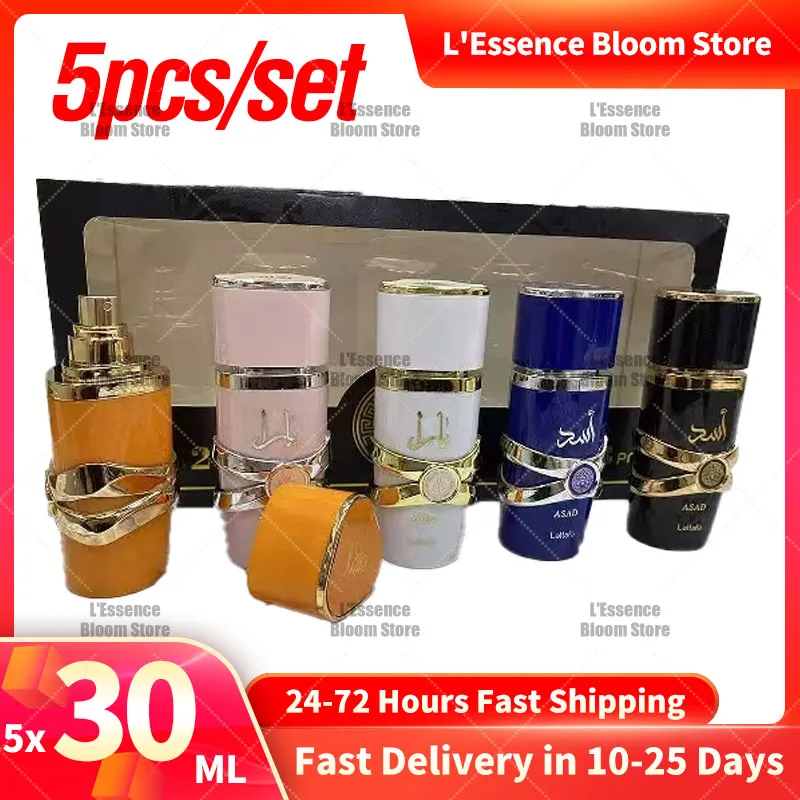 

5pcs ASAD YARA Luxury Arabic Perfume Set,Unisex Eau de Parfum for Women&Men,Long Lasting Oriental Fragrance,Premium Gift Box