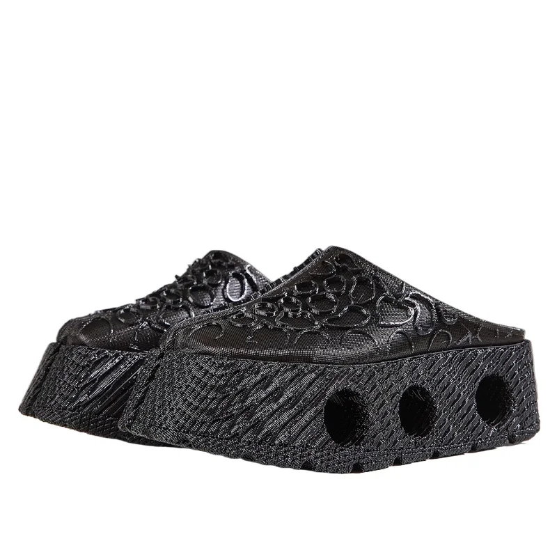 

Genuine Leather Hollow Out Sandals Retro Shoes Men's Casual Height Increasing Shoes Soft Bottom Non Slip Ugly Cute Sandals Women