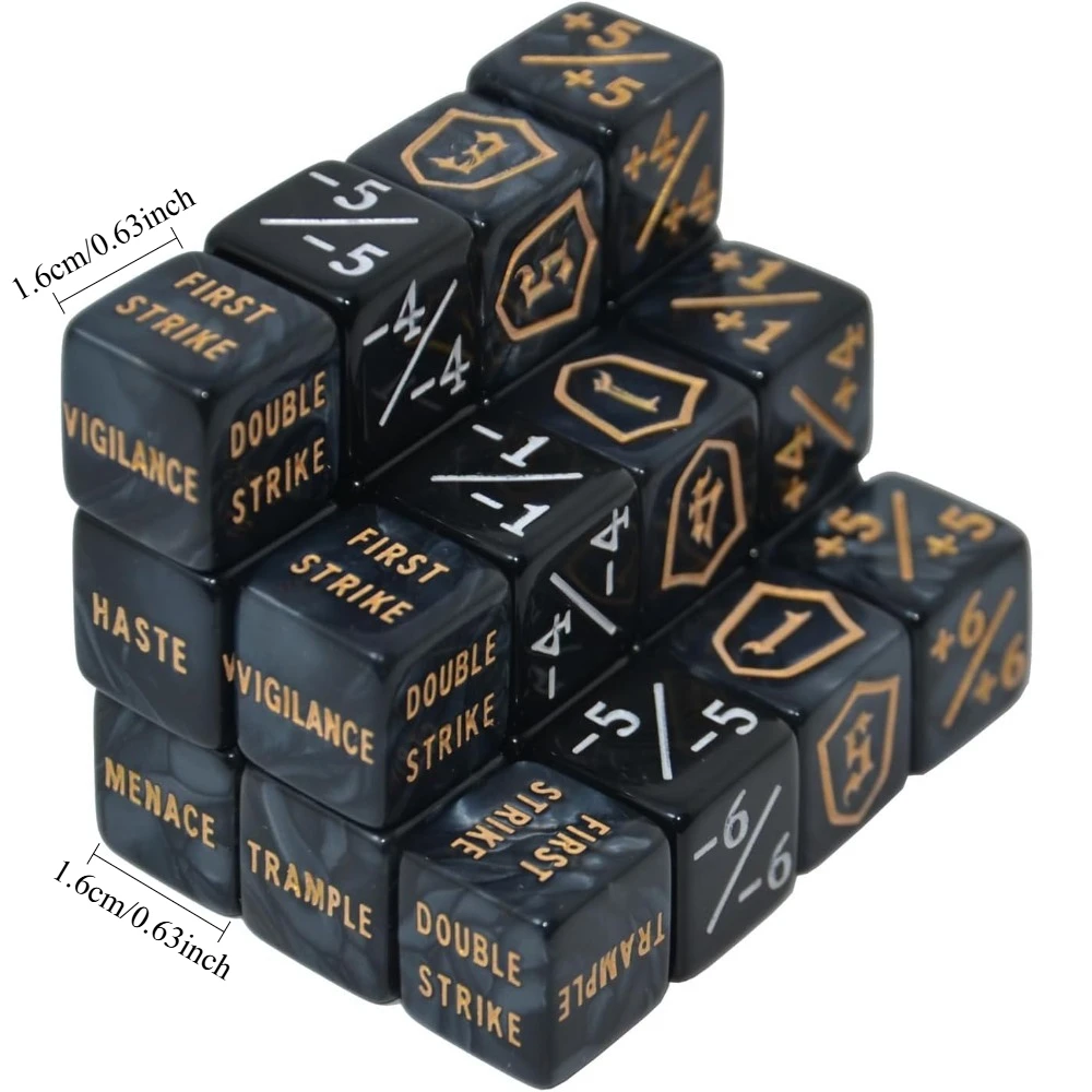 24pcs Counter Dice Plus 1 Tokens Life Token Dice Set +1/-1 Counters D6 Dice Bulk With Bag. Card Game Accessories