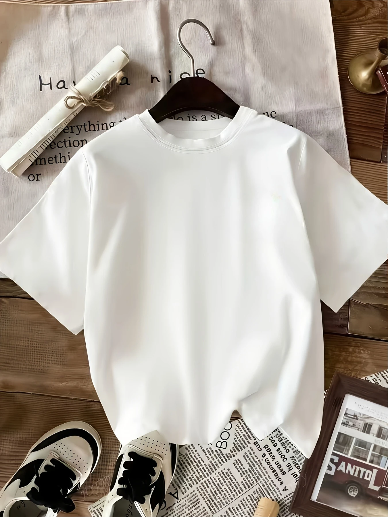 Vintage Sunny with A Chance of Iced Coffee Print T-Shirt Short Sleeve Graphic Tee for Women Retro Aesthetic Coffee Lover Gift