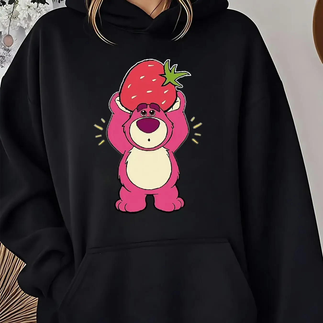 Felpe con cappuccio Disney Lotso Felpe con cappuccio unisex oversize alla moda Felpe autunno e inverno in pile Casual versatile streetwear
