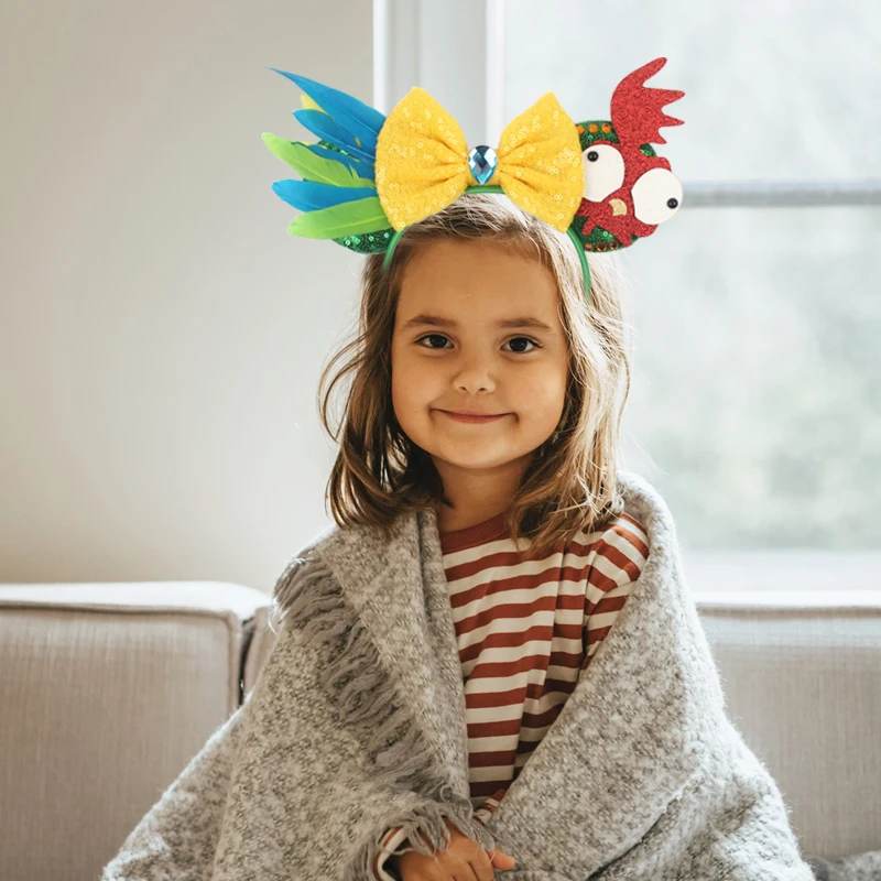 Magische Moana-Haarspangen mit Heihei-Motiv für Erwachsene, Haarbänder mit Maus-Design, Haarschmuck mit Fischhaken und Schleife, Geschenk für Mädchen und Kinder. – Detail 10