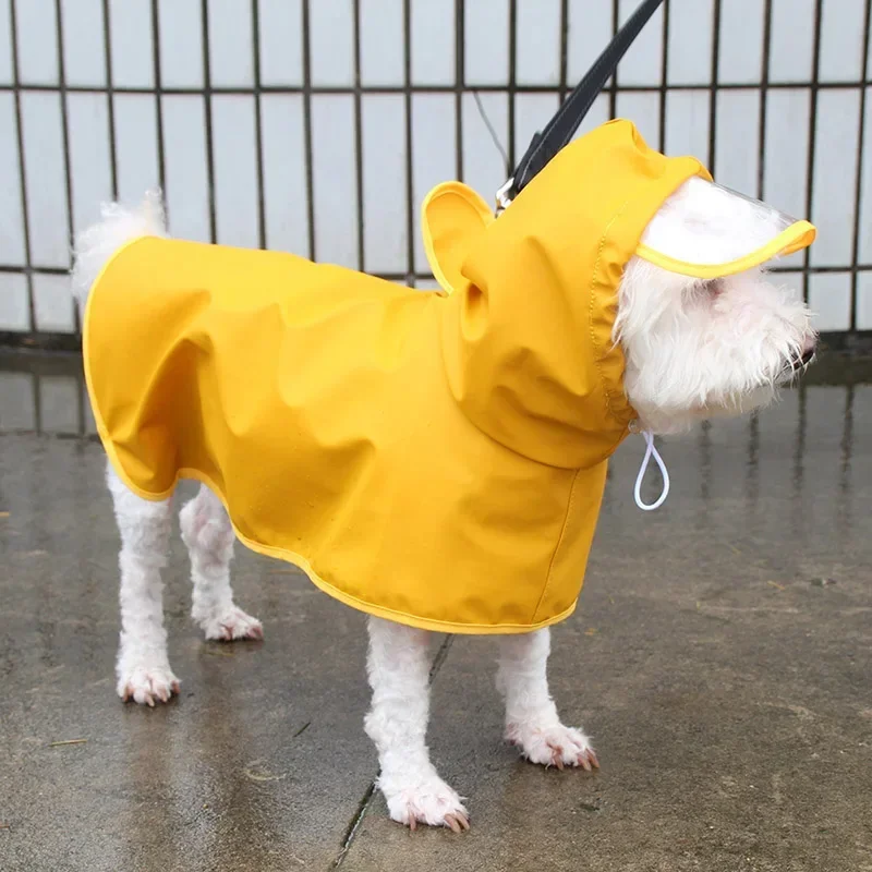 Haustier-Regenmantel für Regensaison, Welpen, mit Kapuze, wasserdicht, weich, für den Außenbereich, Haustier-Overall, Kleidung für Hunde, undurchlässige Regenmäntel
