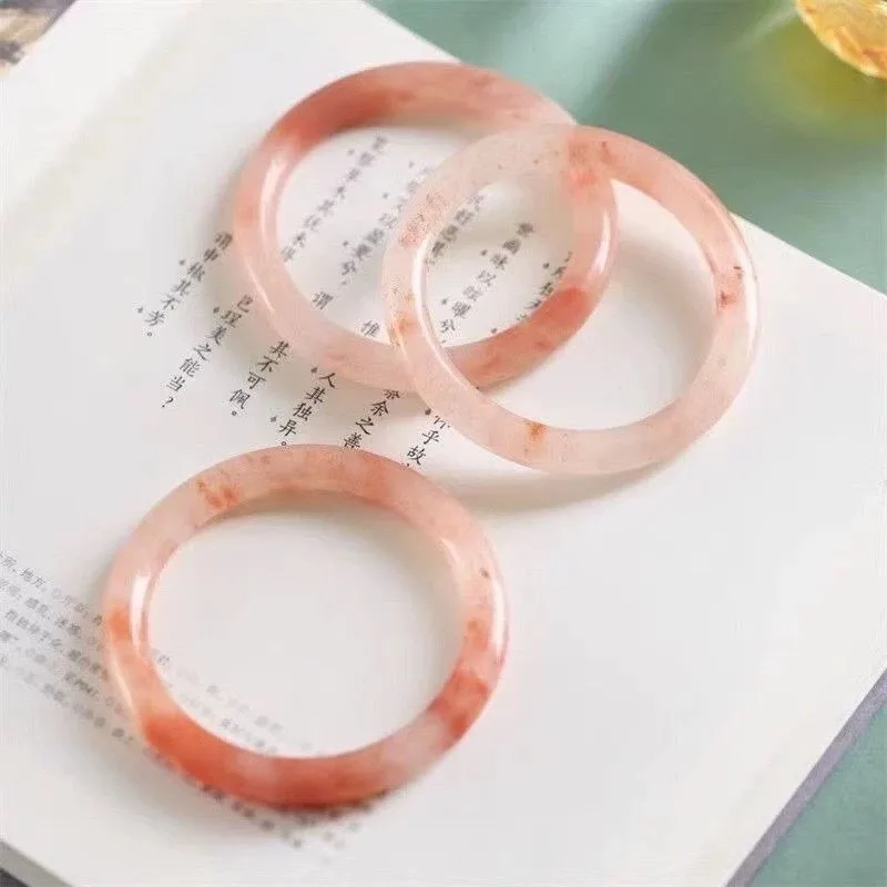 Women's Peach Blossom Stuffed Pink Jade Bracelet Gold Silk Girl's Thin Round Strip Beauty Strip