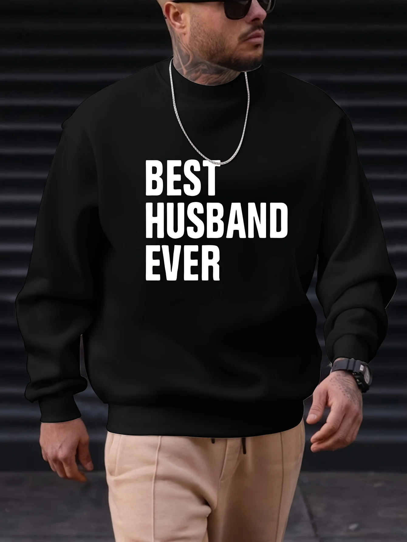 قميص رياضي متعدد الأغراض للرجال مطبوع عليه BEST HUSBAND EVER، تصميم مريح بأكمام طويلة