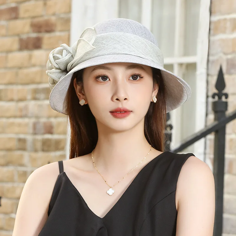 2025年新作-夏用-エレガントな日よけ麦わら帽子-レディース-レトロスタイル-アウトドア-バケーション-ポリエステル繊維-upf00-帽子