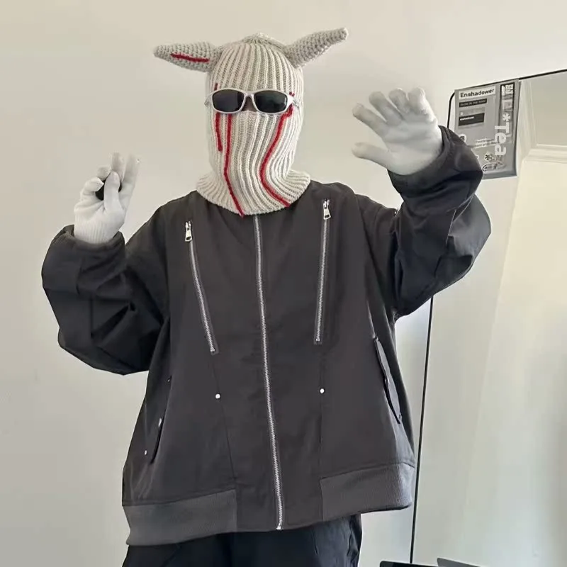 

Свободный мужской бейсбольный топ Jaet, осенне-зимний модный джат на молнии с несколькими молниями, модный топ для подростков, молодежная повседневная одежда