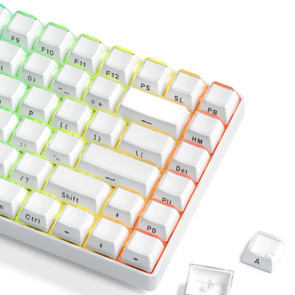 Imagem -03 - Teclas de Geléia Redonda Layout Rosa Branco Lado Gravado Oem Perfil Keycap Ice Crystal Key Caps para mx 61 68 104 Teclado Mecânico