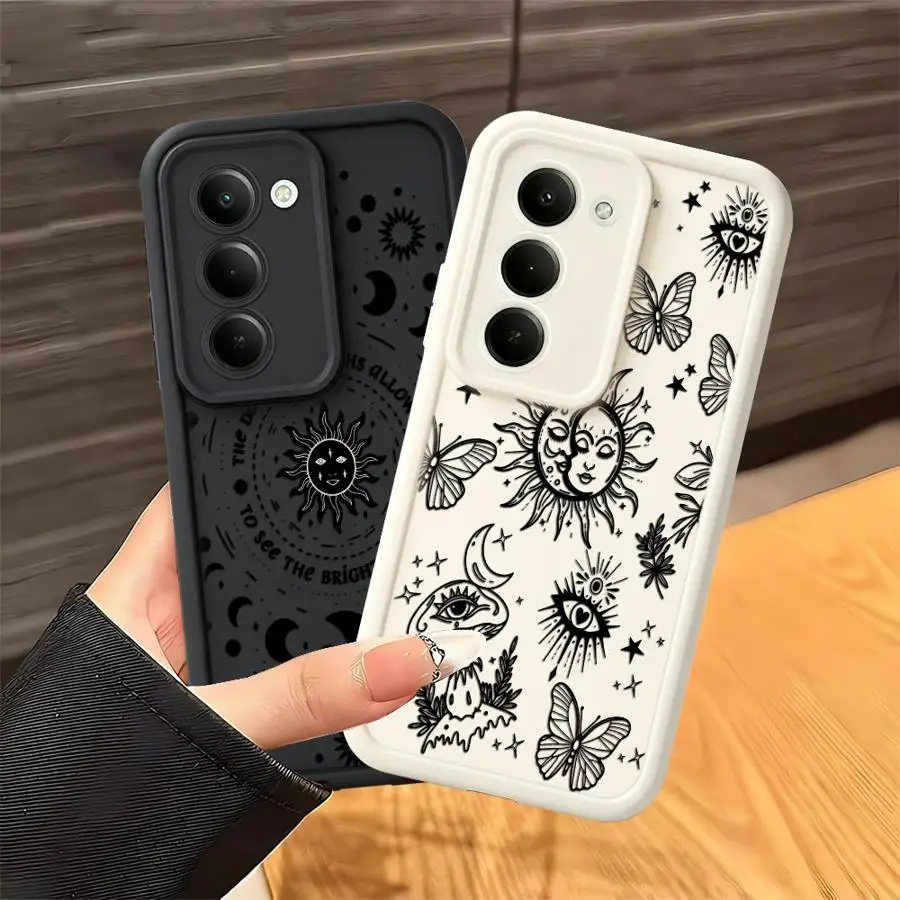 Black Sun Mandala Case for Samsung Galaxy A12 A13 A26 A32 A53 A54 A71 A72 A34 A15 A16 A35 A36 A51 A73 A23 A56 Phone Cover