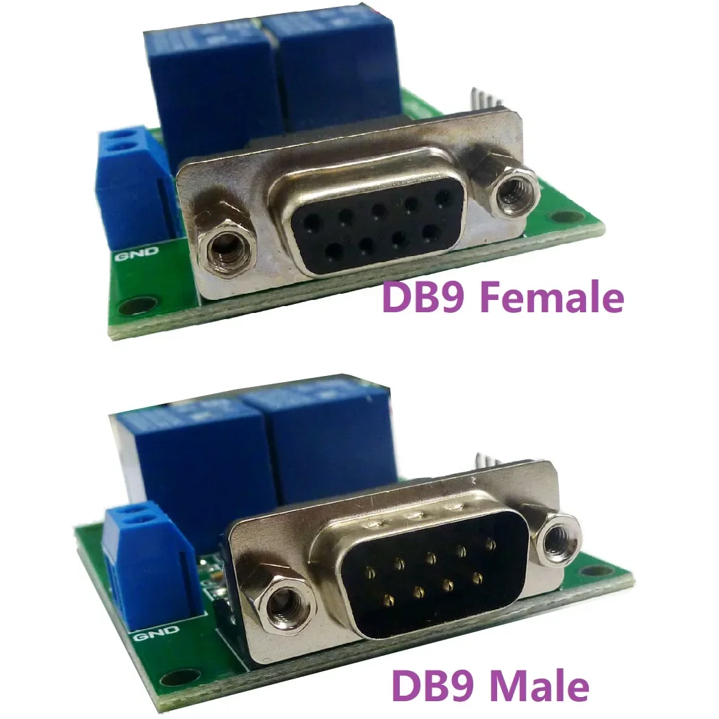 TB351 DC 12V 2 CH DB9 żeński/męski RS232 UART tablica rozdzielcza zdalnego sterowania moduł przekaźnika portu szeregowego