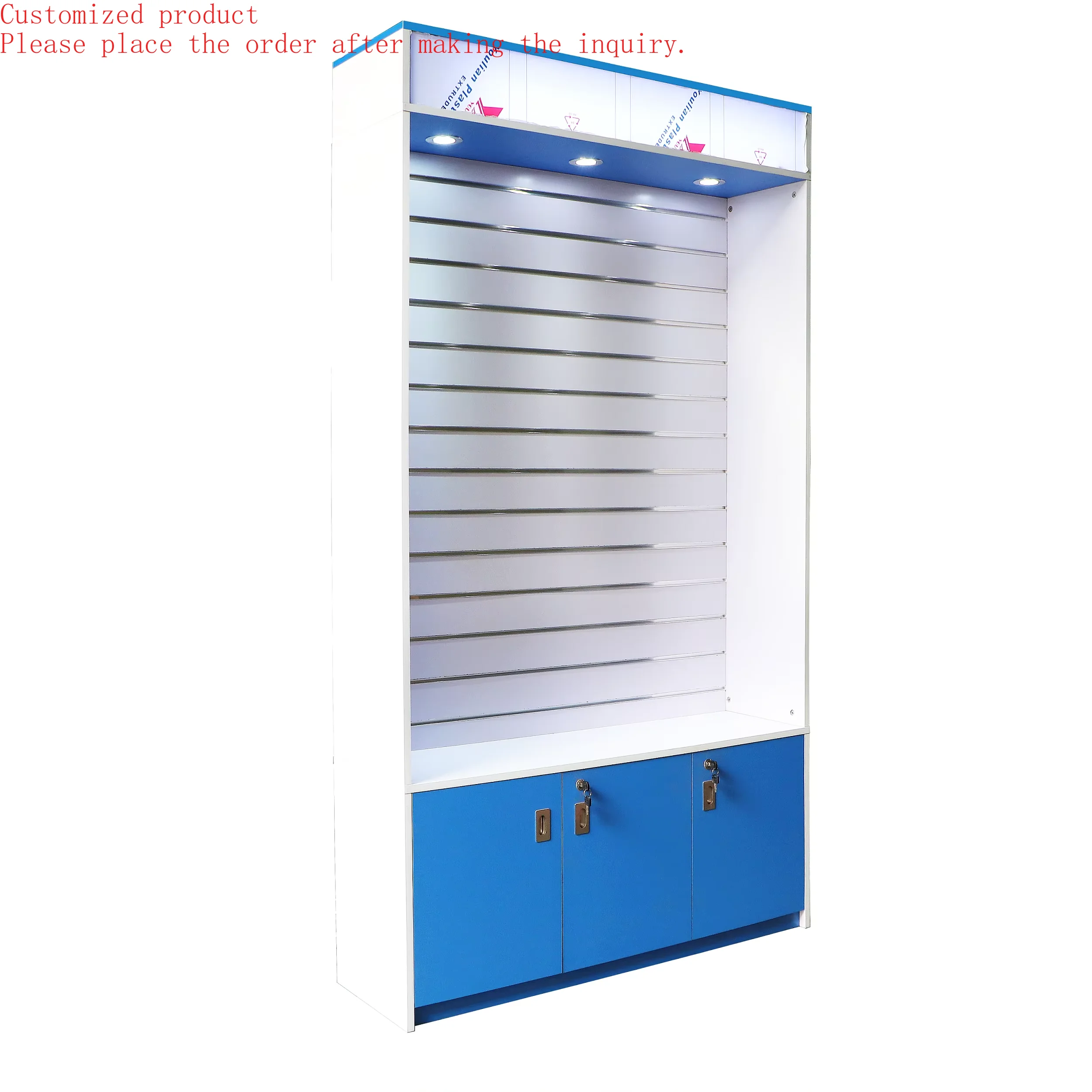 

Custom.High End Grocery Store Display With Light&bottom Cabinet /Shelves for General Store Supermarket Shelf/aluminium Shelving