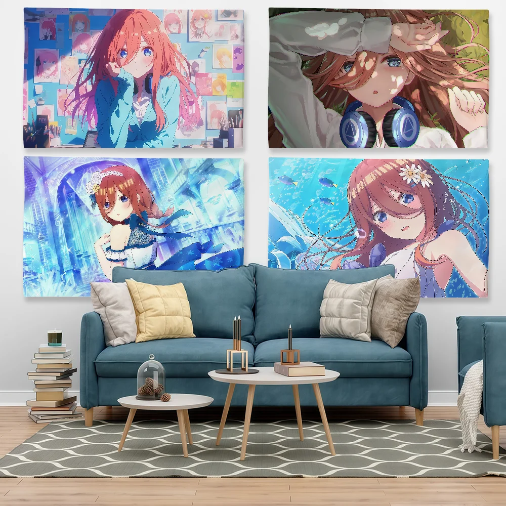 Anime M-Miku N-Nakano Flaggen-Wandbehang für Outdoor-Partys, Schlafzimmer, Wohnzimmer, Studentenwohnheim, Dekoratives Themen-Wandbanner, Geschenk