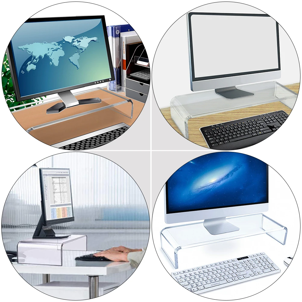 

Sturdy Acrylic Monitor Stand Riser For Laptop Computer Multifunctional Desktop Organizer Office Desk Holder Perfect Height To