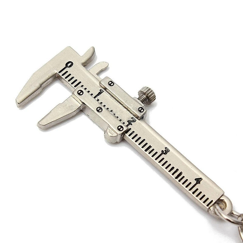 4X Useful Mini Vernier Caliper Tool Pendant Slider Slides Keyring Key Chain 10CM