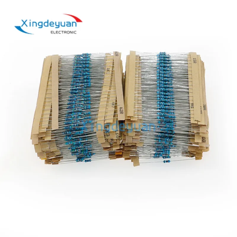 

3120pcs 1% 1/4W Metal Film Resistor Kit 156 Value 1R-10M Ohmic Kit Each 20 Metal Film Blue Resistors 0.25W 1/4W