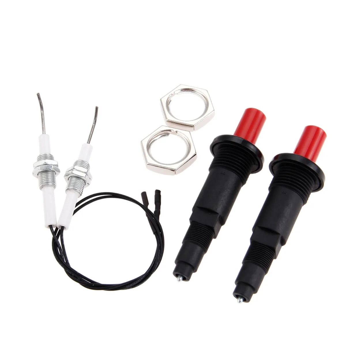 

ABNJ 2 Set Push Button Piezo Igniter W/Threaded Ceramic Electrode Ignition Plug for Fireplace/Oven/Heater/Kitchen