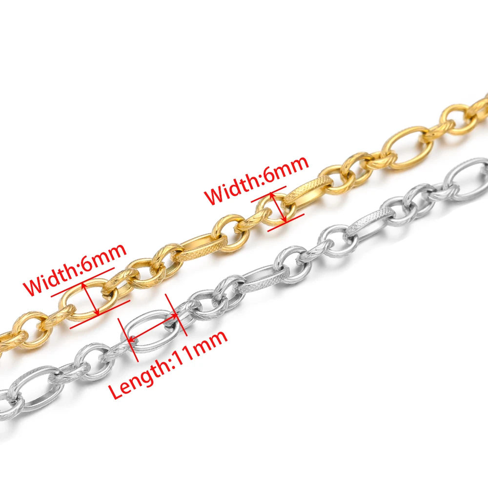 1 Meter Stainless Steel Flat Chain 3:1 Embossed Chains for DIY Jewelry Making Accessories Necklaces Findings Bracelets Crafts