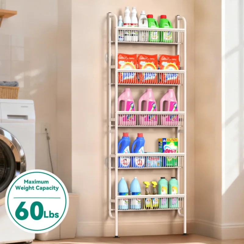 Behind Door Slim Storage Rack Narrow Organizer Shelf Kitchen Bathroom Spice Holder Space Saving Side Cabinet Laundry Gap Shelves