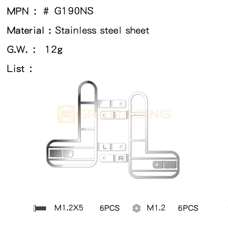 GRC 1/8 Stainless Steel Rearlight Protective Cover Metal Net for MJX H8H Defender Upgarde Option Parts G190NS/NB