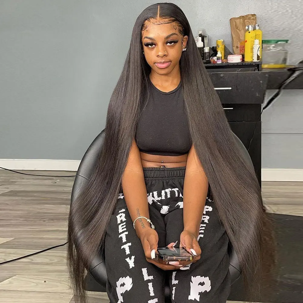 

Парик Hd на сетке спереди, 30 дюймов, парик без клея, прозрачные парики для чернокожих женщин, 13x6, прямые парики на сетке спереди, человеческие волосы