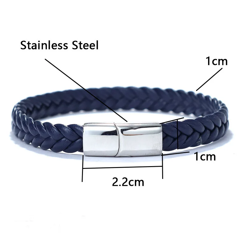 New Men Leather Bracelet Unfading Stainless Steel Braclet For Hombre Surf Cable Braslet Husband Gift Braided Bijoux Homme Joias