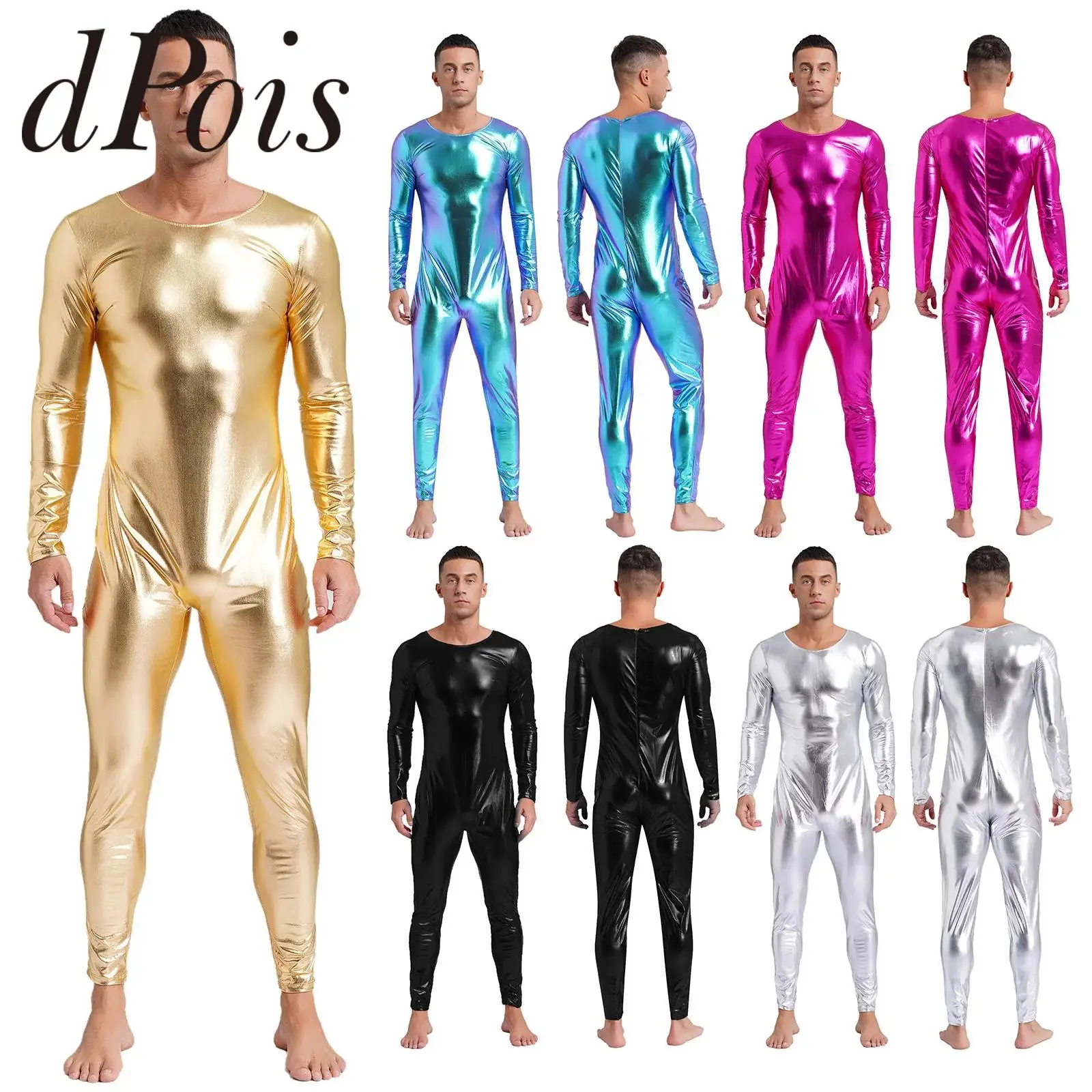 GlossyGymnasticsJumpsuitforMensMetallicShinyUnitardLongSleeveFullBodyBodysuitLeotardStageCostumesDancewear-AliExpress18