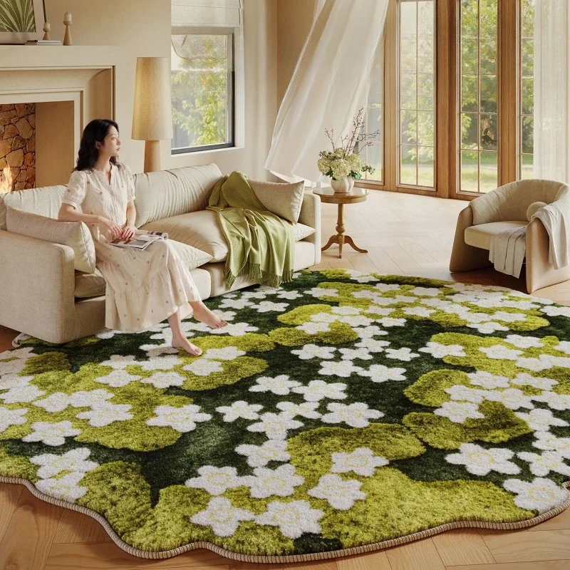 Irregular Shape Bedroom Decor Green Moss Carpet Thicken Plush Carpets for Living Room Fluffy Soft Floor Mat Washable Bedside Rug