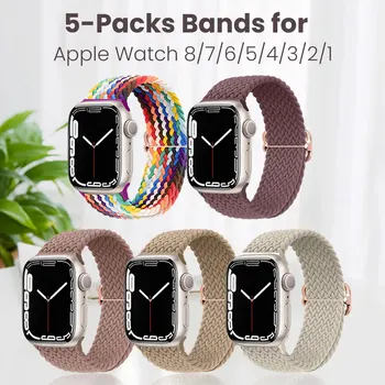 5 paczek pleciona pętla Solo kompatybilna z pasek do Apple Watch 38mm 40mm 41mm 42mm 44mm 45mm 49mm, paski opaski na rękę do IWatch