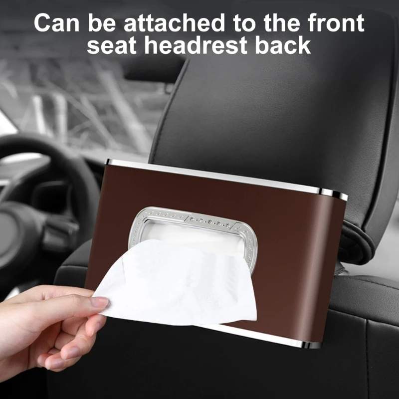 

Upgraded Leather Case Classical Car Tissue Box with Clock Watch Leather Case Vehicles Tissue Box Tissue Storage Box Gift D7YA