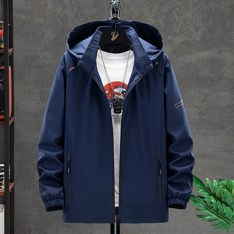 

Men's Jacket Spring And Autumn New Sports Men's Clothing Hooded Tooling Style Casual Jacket Men's Imitation Jacket Hooded Top