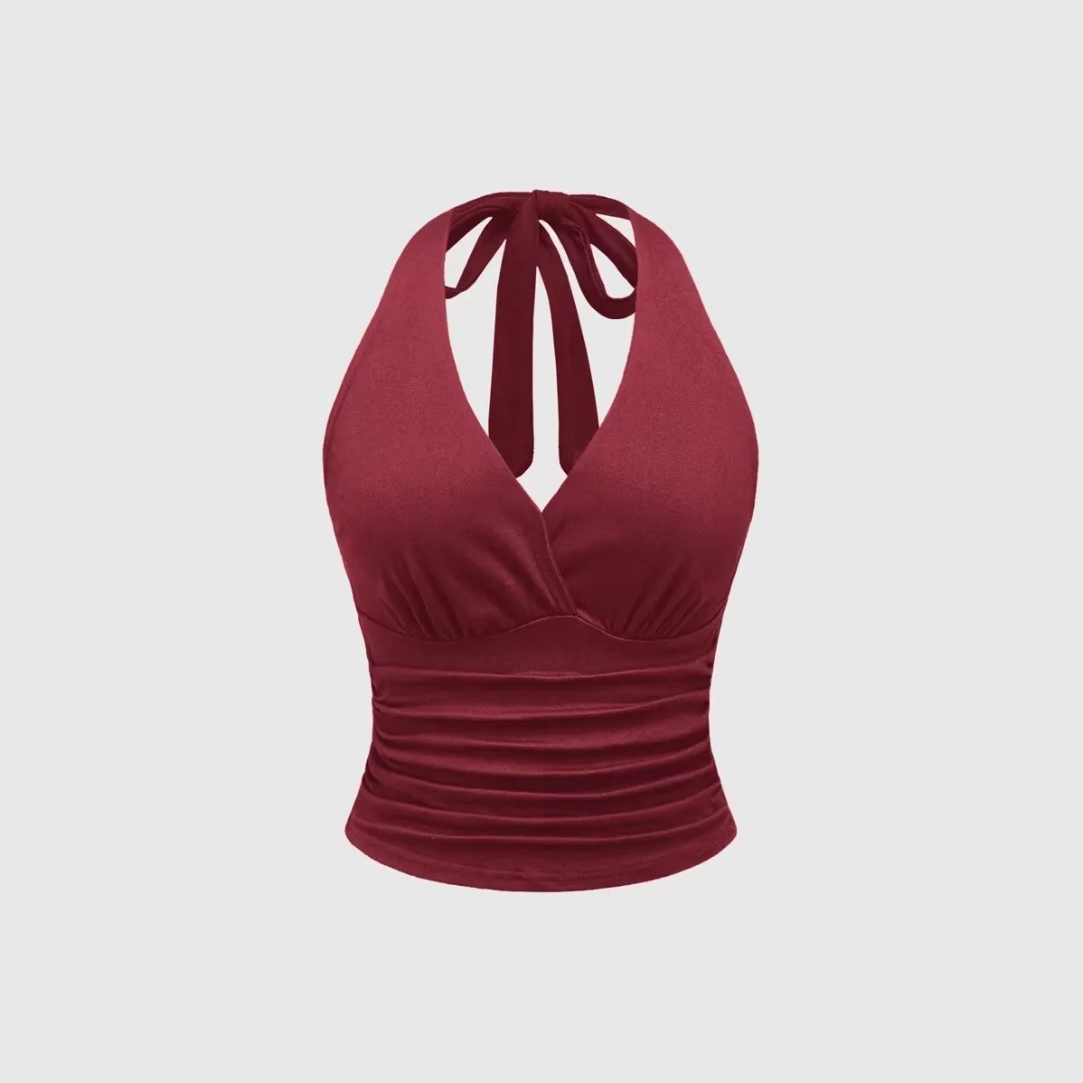 New Fashion Halter Neck Tank Top Sexy Solid Color Slim Fit Sleeveless Vest Women Summer