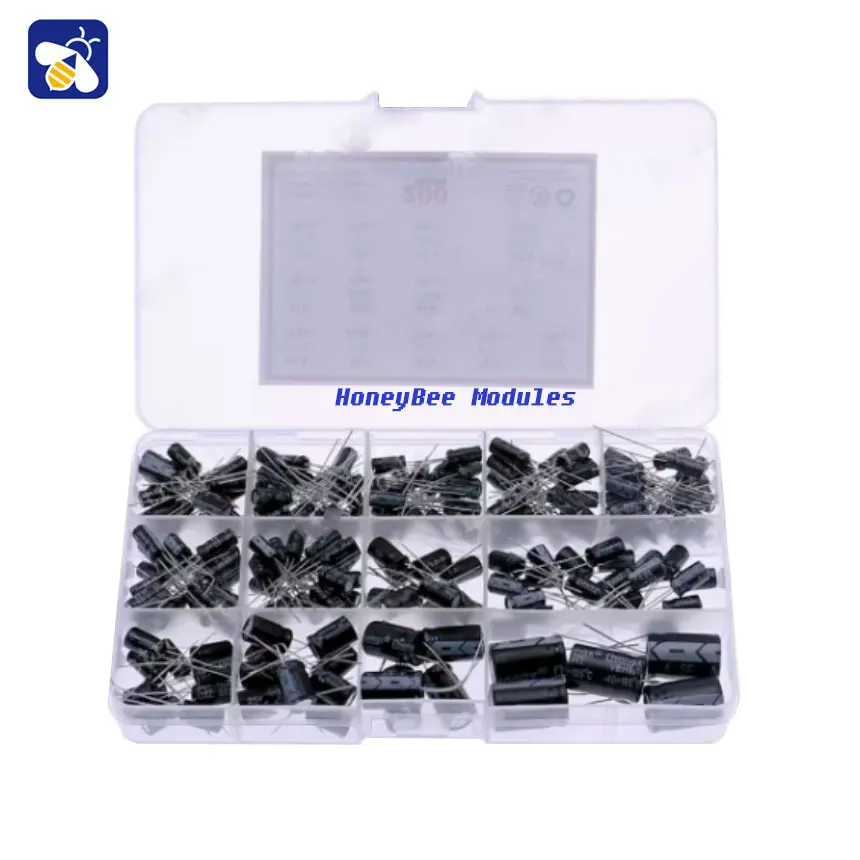 

200 pcs 13 sizes 0.47uf - 1000uf Plug-in Capacitor Kits Aluminium Electrolytic Capacitor Mixed Packs