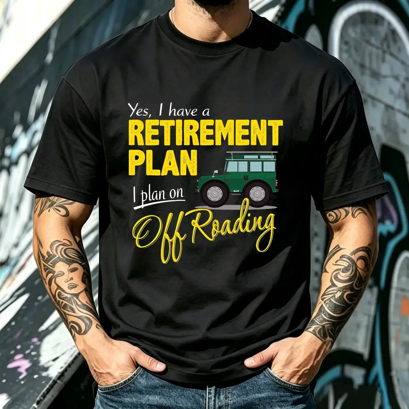 washed T Shirt Retirement Plan Off Roading 4X4 Road Funny Mens Cotton Top vintage Washed Slightly Casual Top For Everyday Wear