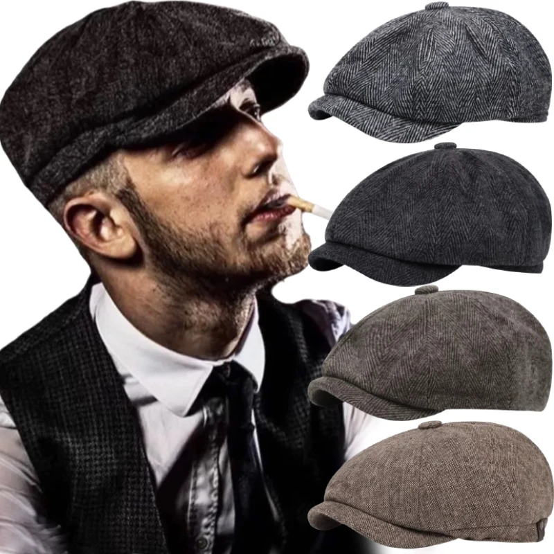 Nowe czapki w stylu vintage Czapki męskie Golf Driving Sun Flat Cabbie Cap Peaky Blinder dla mężczyzn Kobiety Letni wiosenny jesienny kapelusz