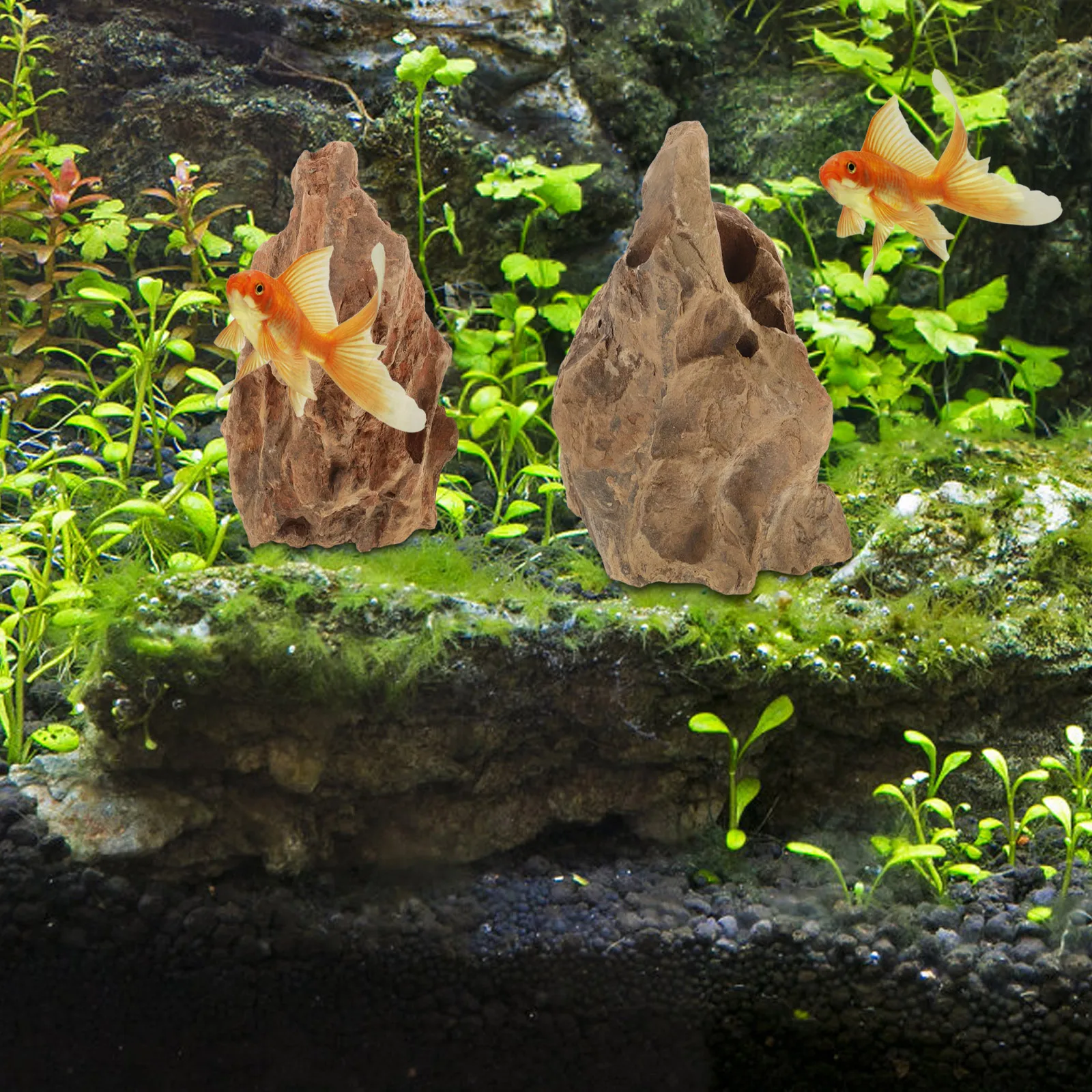 

2 Pcs Aquarium Layout Fish Tank Mountain Cave Ornaments Landscape Decor Small Rockery