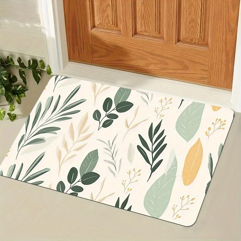 

1 шт. Коврик с узором в виде листьев, изготовленный из полиэфирной ткани, можно стирать в машине, подходит для украшения спальни и гостиной.