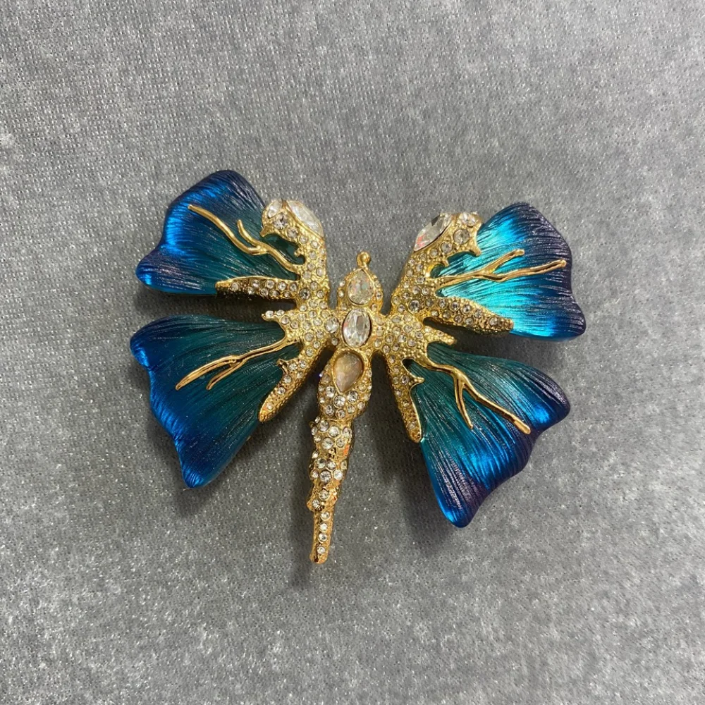 

Genius Original Design Copper-plated Gold Blue Butterfly Wings Series Brooch