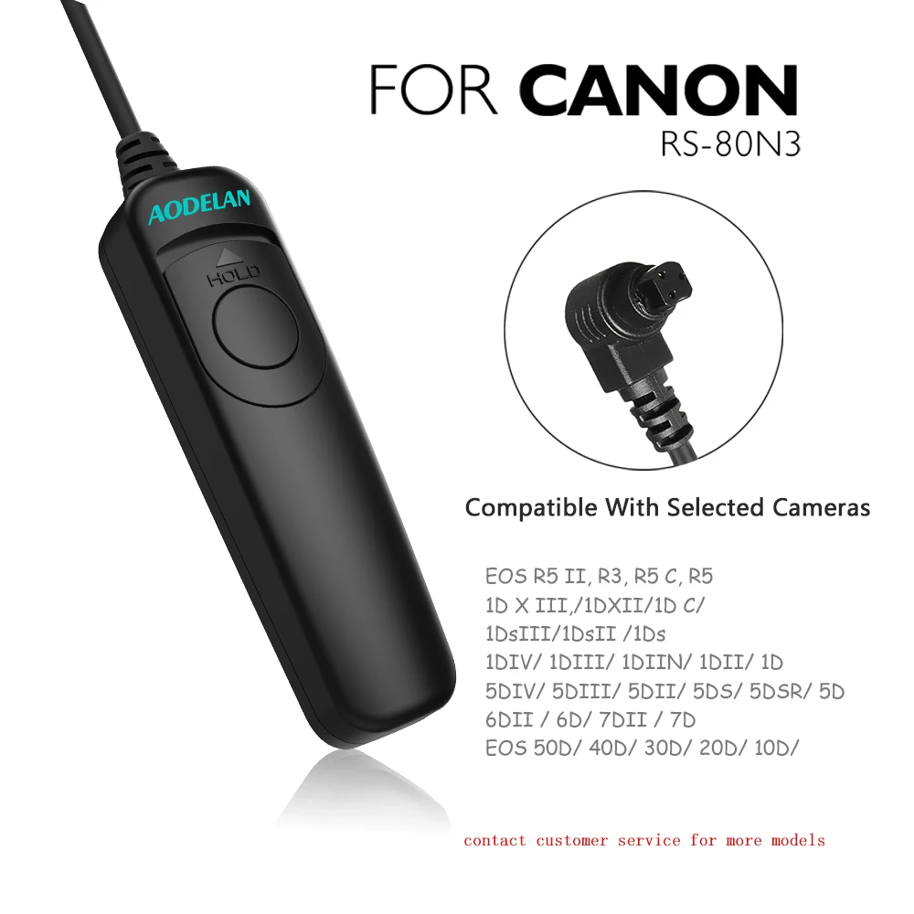 AODELAN RS-C8 Wired Remote Control Shutter Release Cable for Canon R3 R5C R5 1D 5D 6D 6DII 7D 7DII 50D 40D 30D 20D 10D