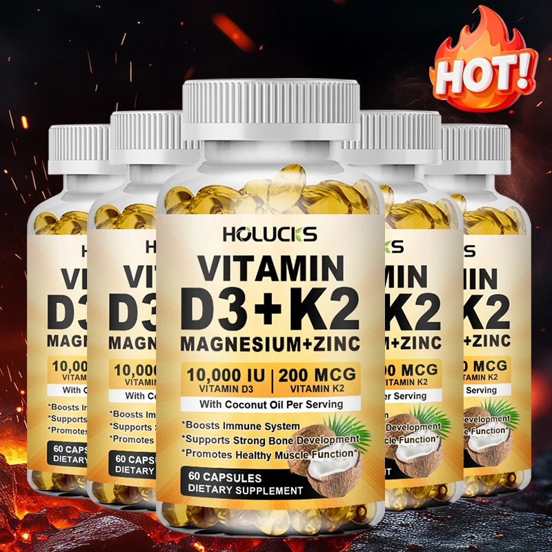 Premium D3+K2 Supplement with Magnesium & Zinc, Supports Calcium Absorption, Bone & Joint Strength, Heart, Cardiovascular Health
