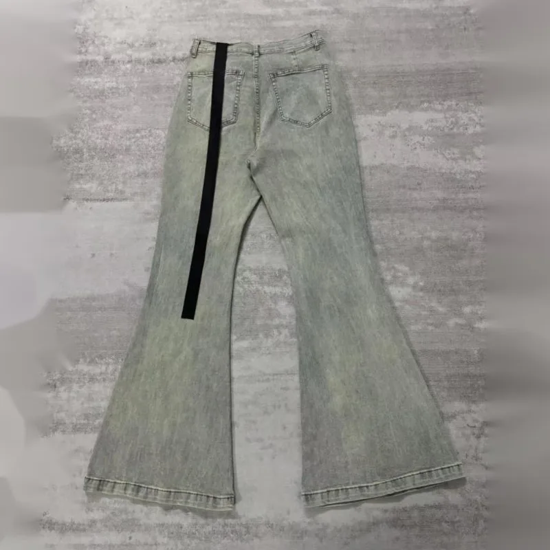 HKSH Original Brand RO Dark Vintage Washed Flared Wide-Leg Denim Pants Slimming Stacked Floor-Length Wrinkled Cat Jeans HK17077