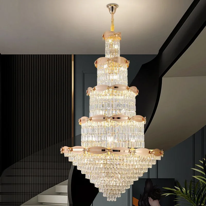 

Duplex floor chandelier, villa living room lamp, floor-to-ceiling ceiling