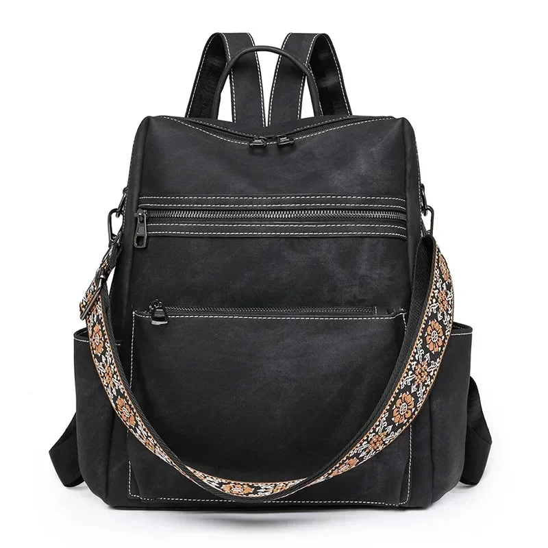 NONE Women's Leather Backpack Shoulder Bag Brown 5
