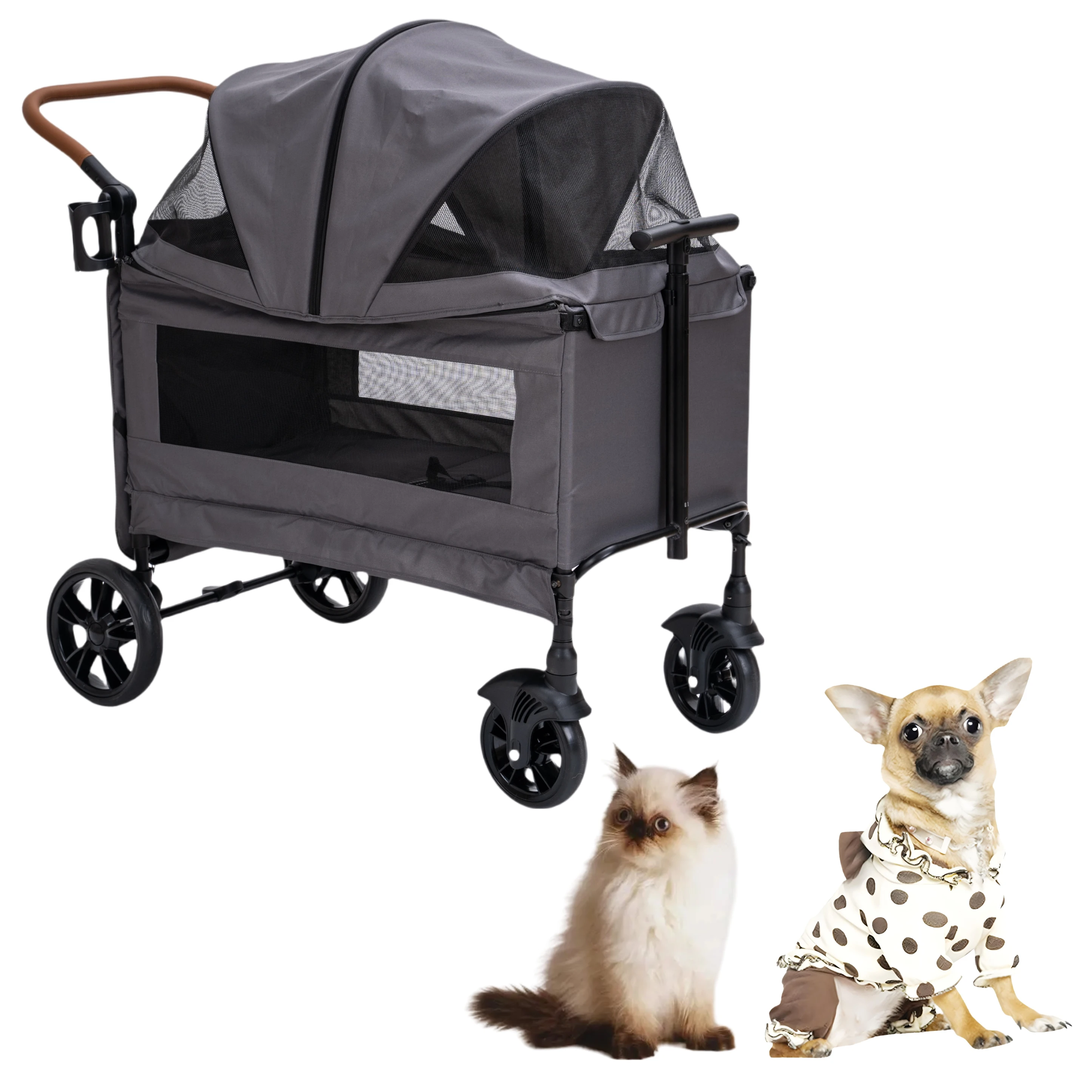 50kgs Bearing Large Capacity Four Seasons Universal Multifunctional Pets Breathable Windproof Foldable 3 In 1 Pet Stroller