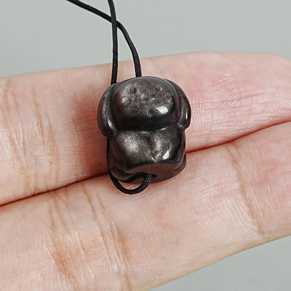 

Серебристо-черные пухлые подвески-щенки из серебристого обсидиана, 5 шт., 16x15x14 мм, подвески из полудрагоценных камней для женщин, любителей животных, для рукоделия