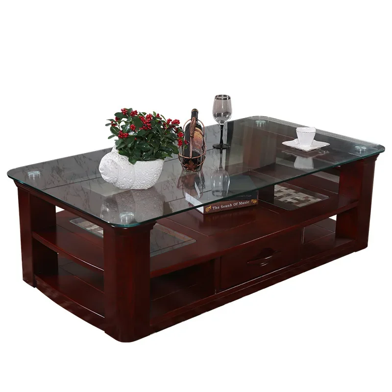 

Solid wood coffee table Modern Chinese log coffee table TV cabinet combination set Living room square coffee table