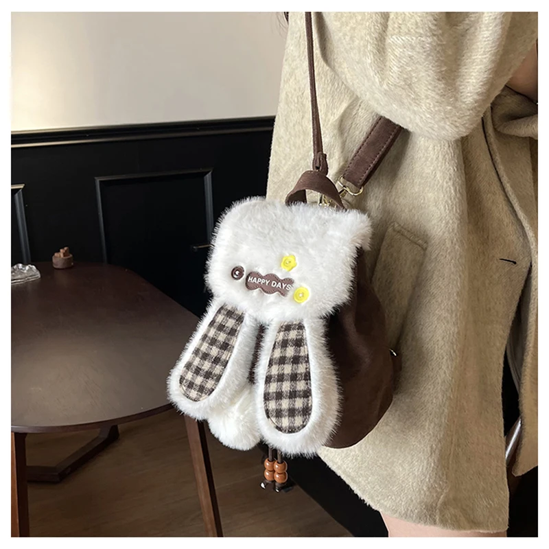 لطيف لينة أفخم أرنب على ظهره الحلو سروال قصير منقوشة الربط المرأة على ظهره مزاجه للتنقل الرباط على ظهره