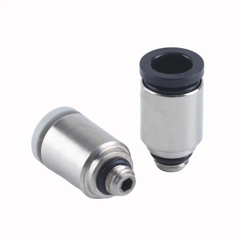 POC3/4/5/6mm-M3/M5/M6 01 Mini Pneumatic Fittings Round Thread Straight Through Air Pipe With Hexagonal Hole Micro